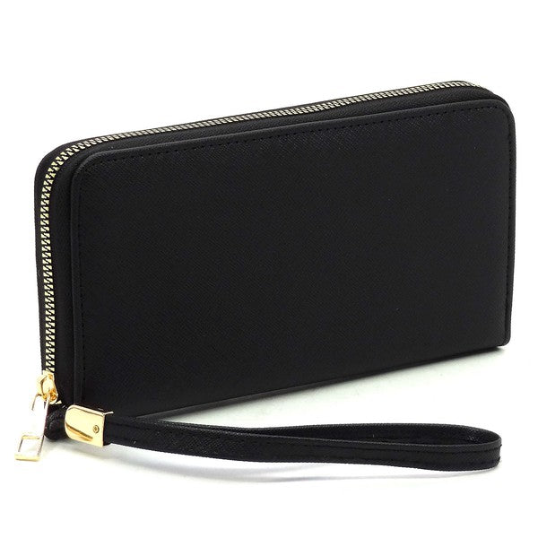 Saffiano Zip Around Wallet Wristlet - Tigbul's Variety Fashion Shop