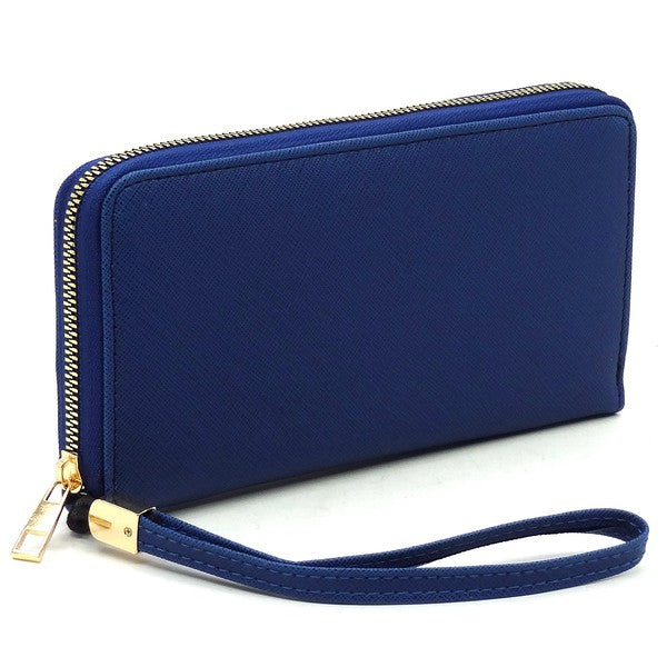 Saffiano Zip Around Wallet Wristlet - Tigbul's Variety Fashion Shop