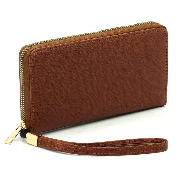 Saffiano Zip Around Wallet Wristlet - Tigbul's Variety Fashion Shop