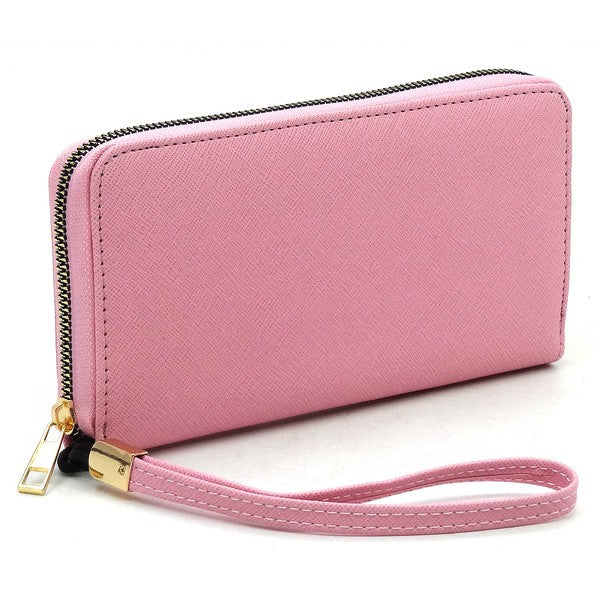 Saffiano Zip Around Wallet Wristlet - Tigbul's Variety Fashion Shop