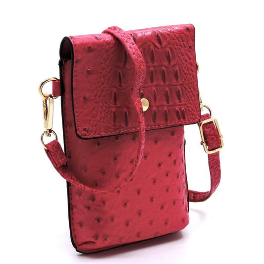 Ostrich Croc Crossbody Cell Phone  Case - Tigbul's Variety Fashion Shop