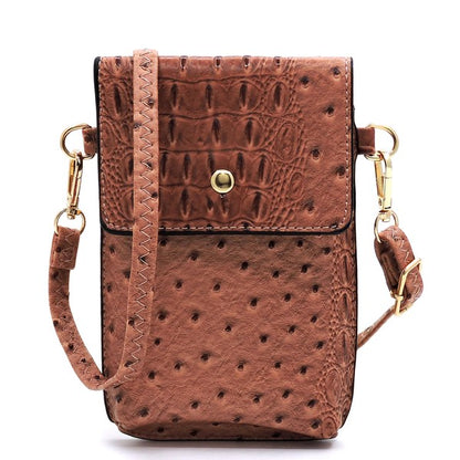 Ostrich Croc Crossbody Cell Phone  Case - Tigbul's Variety Fashion Shop