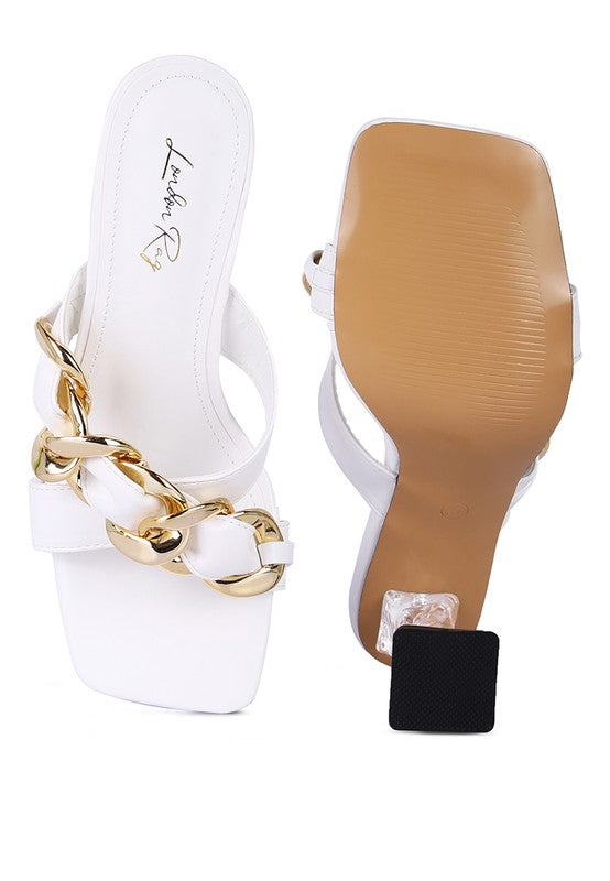 WANDY CLEAR HEEL CHAIN DETAIL SANDALS - Tigbuls Variety Fashion