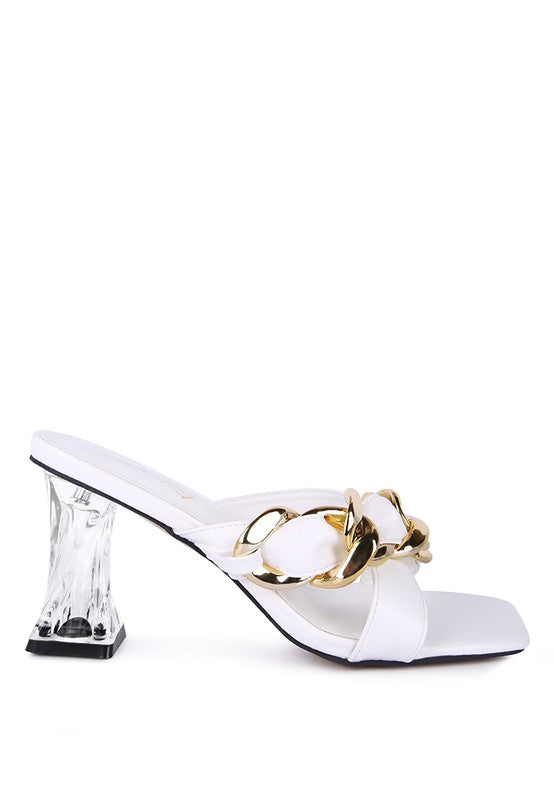 WANDY CLEAR HEEL CHAIN DETAIL SANDALS - Tigbuls Variety Fashion