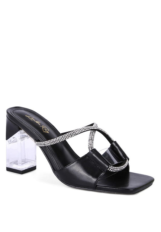 FINEAPPLE CRYSTAL LOOP MID HEEL SANDALS - Tigbul's Variety Fashion Shop