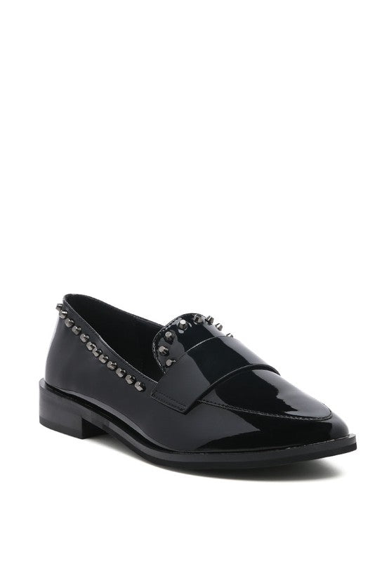 EMILIA Black Shine Forever Stud Penny Loafers - Tigbuls Variety Fashion