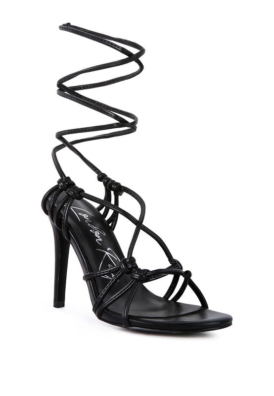 TRIXY KNOT LACE UP HIGH HEELED SANDAL - Tigbuls Variety Fashion