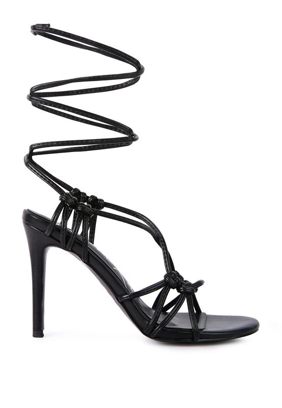 TRIXY KNOT LACE UP HIGH HEELED SANDAL - Tigbuls Variety Fashion