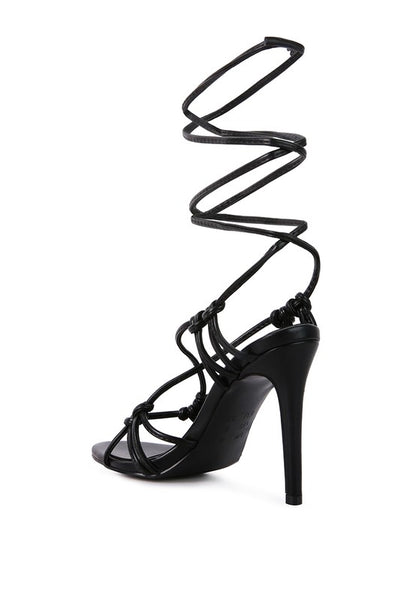 TRIXY KNOT LACE UP HIGH HEELED SANDAL - Tigbuls Variety Fashion