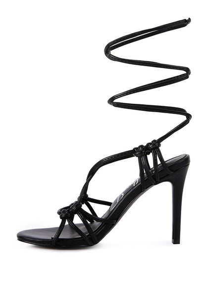 TRIXY KNOT LACE UP HIGH HEELED SANDAL - Tigbuls Variety Fashion