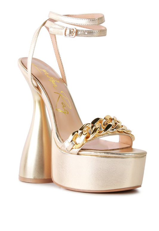 BIG BASH METALLIC HIGH PLATFORM CHUNKY SANDALS - Tigbul's Variety Fashion Shop