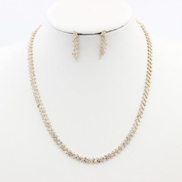 Rhinestone Luxury Necklace and Earring Set - Tigbuls Variety Fashion