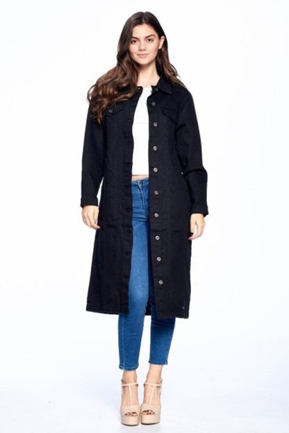 Women's Long Midi Denim Jacket - Tigbuls Variety Fashion