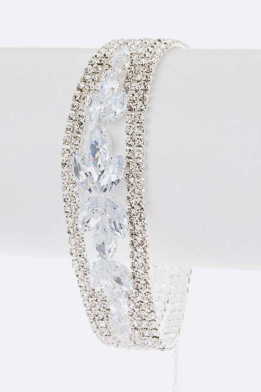 CZ Rhinestone Bridal Statement Bracelet - Tigbul's Variety Fashion Shop