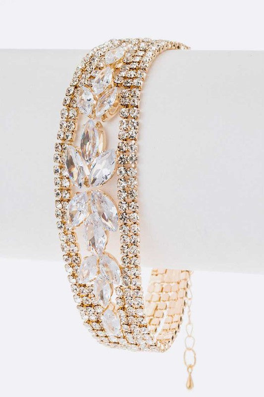 CZ Rhinestone Bridal Statement Bracelet - Tigbul's Variety Fashion Shop
