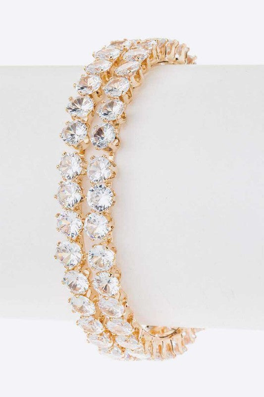 CZ Double Row Bridal Cuff - Tigbul's Variety Fashion Shop