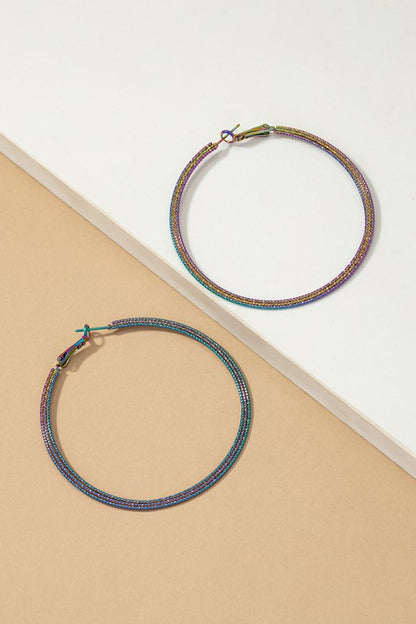 Holographic textured hoop earrings - Tigbul's Variety Fashion Shop