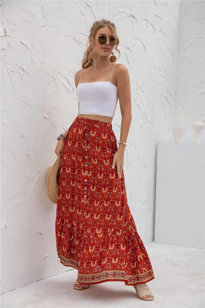 Womens Print Maxi Skirt - Tigbuls Variety Fashion