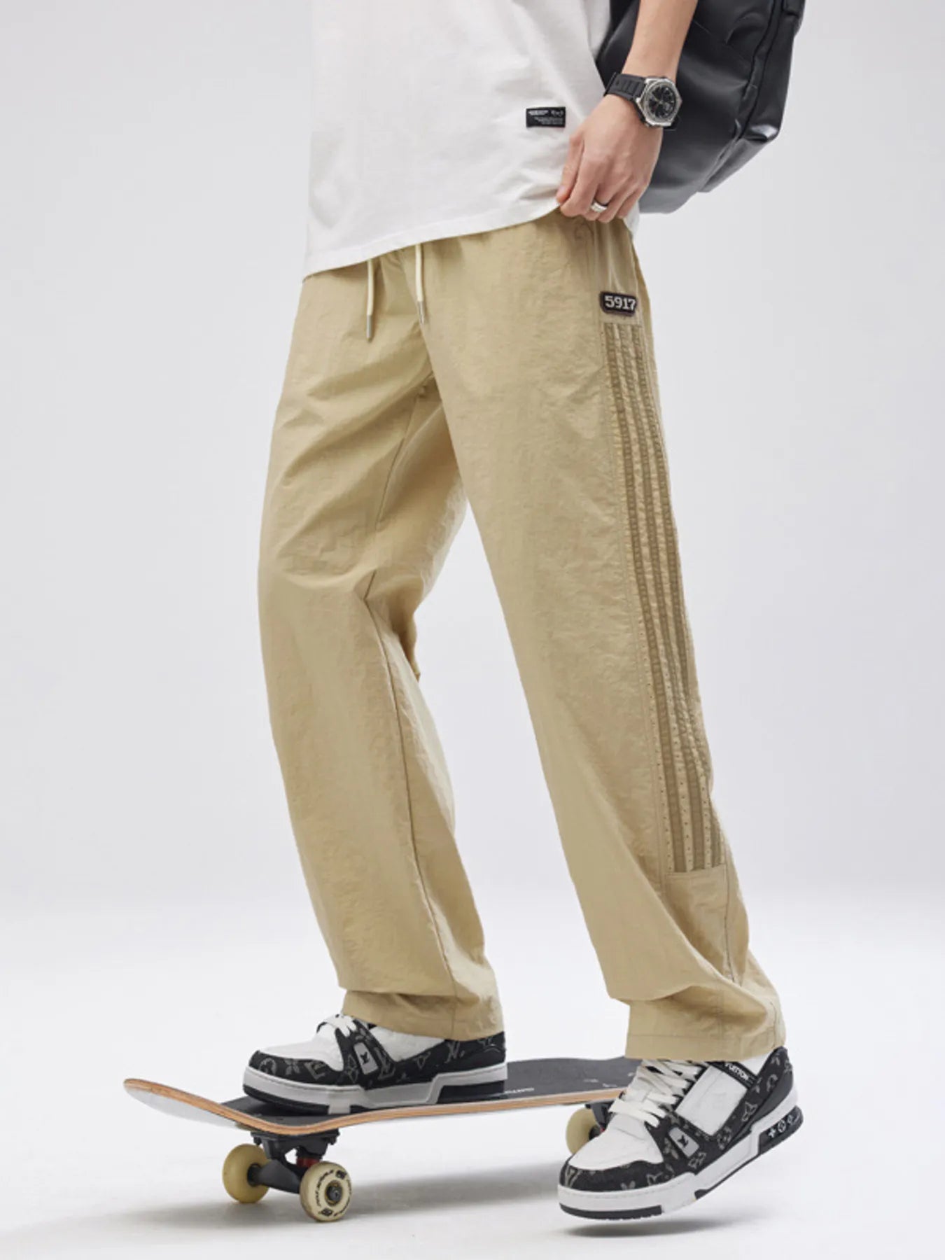 Men's Full Size Striped Wide Leg Pants Plus Size - Tigbul's Variety Fashion Shop