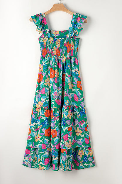 Tiered Ruffled Printed Sleeveless Dress - Tigbuls Variety Fashion