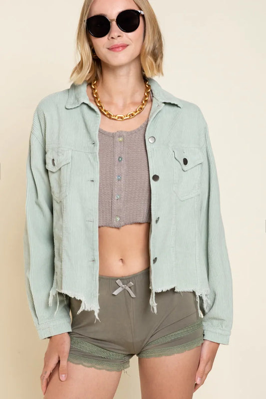 POL Button Down Corduroy Trucker Jacket - Tigbul's Variety Fashion Shop