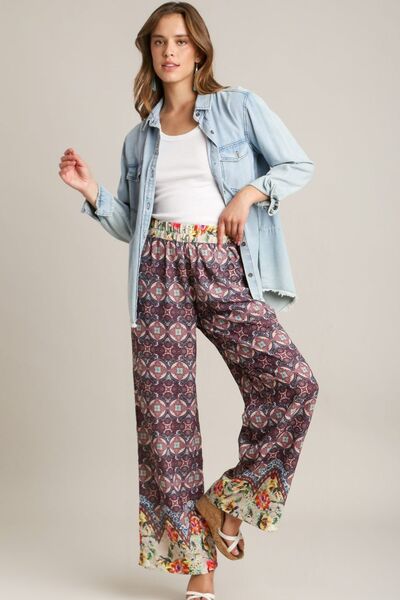 Mixed Print Elastic Waistband Pants| Tigbuls Variety Fashion