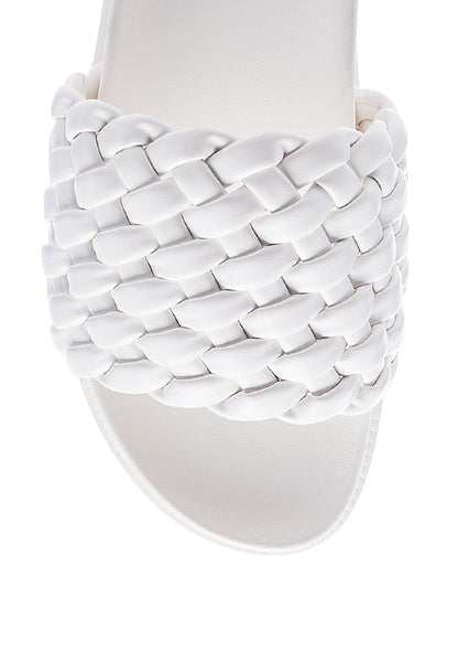 SUNDAE PLATFORM SLIDES WITH WOVEN TEXTURED STRAPS - Tigbuls Variety Fashion