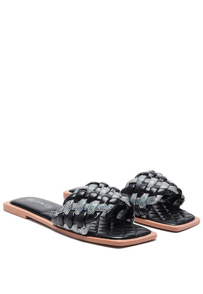 ALLIUM METALLIC WOVEN STRAP FLATS - Tigbul's Variety Fashion Shop