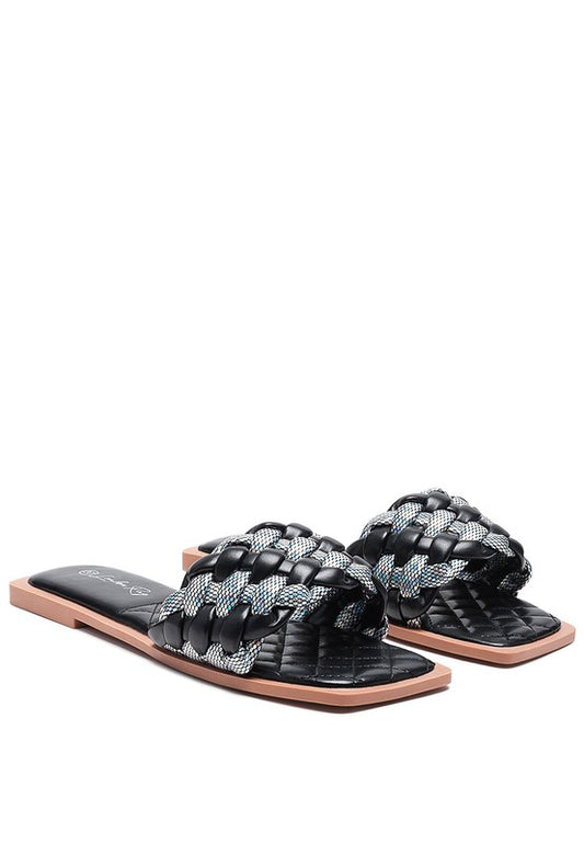 ALLIUM METALLIC WOVEN STRAP FLATS - Tigbul's Variety Fashion Shop