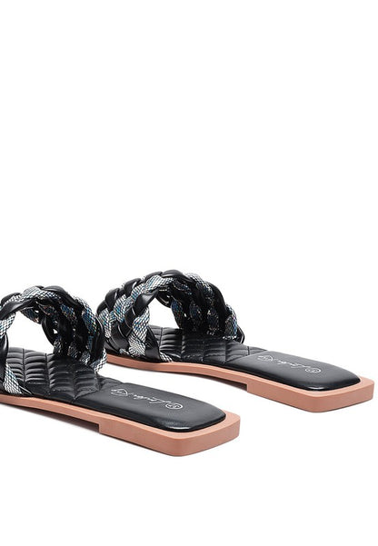 ALLIUM METALLIC WOVEN STRAP FLATS - Tigbul's Variety Fashion Shop