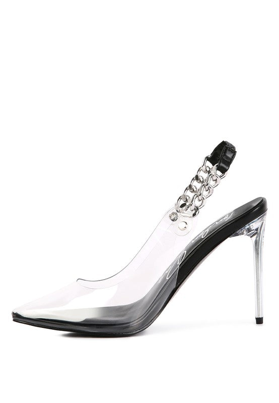 GODDESS HEELED CLEAR CHAIN SLINGBACK SANDAL - Tigbuls Variety Fashion