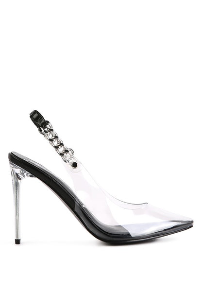 GODDESS HEELED CLEAR CHAIN SLINGBACK SANDAL - Tigbuls Variety Fashion