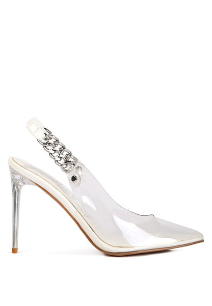 GODDESS HEELED CLEAR CHAIN SLINGBACK SANDAL - Tigbuls Variety Fashion