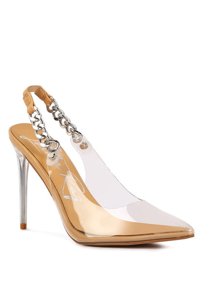 GODDESS HEELED CLEAR CHAIN SLINGBACK SANDAL - Tigbuls Variety Fashion