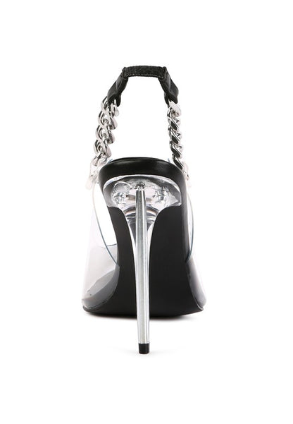 GODDESS HEELED CLEAR CHAIN SLINGBACK SANDAL - Tigbuls Variety Fashion