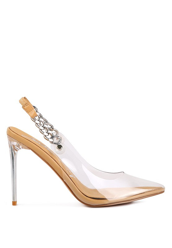 GODDESS HEELED CLEAR CHAIN SLINGBACK SANDAL - Tigbuls Variety Fashion