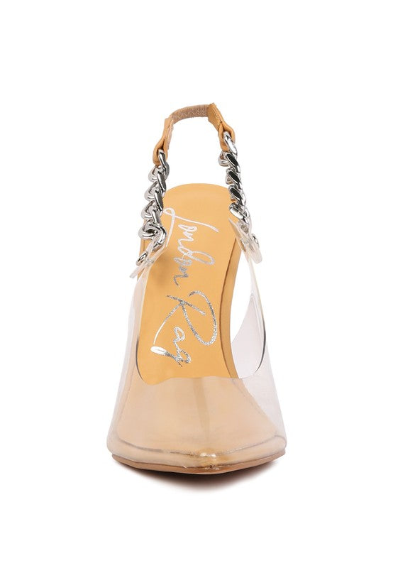 GODDESS HEELED CLEAR CHAIN SLINGBACK SANDAL - Tigbuls Variety Fashion