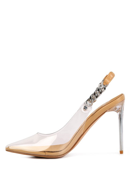 GODDESS HEELED CLEAR CHAIN SLINGBACK SANDAL - Tigbuls Variety Fashion