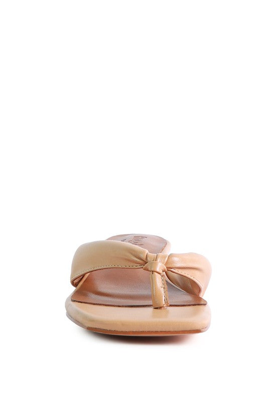 MEMESTAR Latte Tan Low Heel Thong Sandals - Tigbuls Variety Fashion