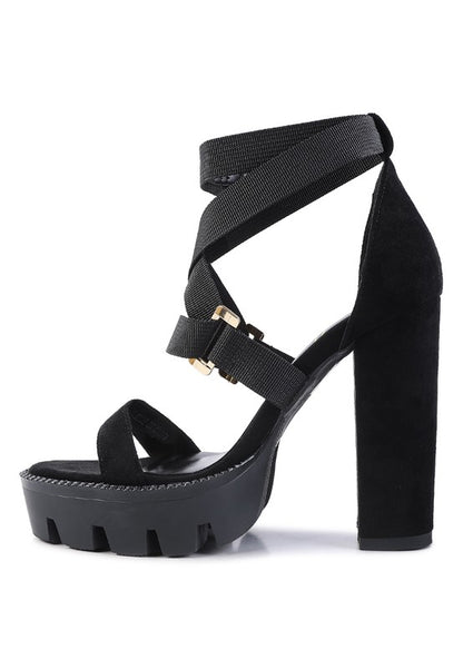 FRESH DAISY Harness Straps Platform High Heels - Tigbul's Variety Fashion Shop