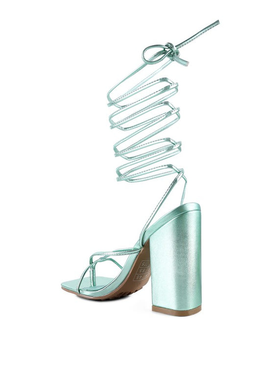 SHEWOLF LACE UP HIGH HEEL SANDALS - Tigbul's Variety Fashion Shop
