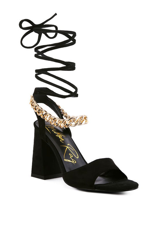 Gone Gurl Metal Chain Lace Up Sandals - Tigbul's Variety Fashion Shop