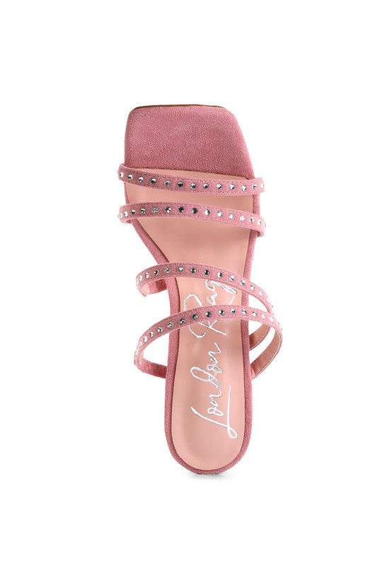 FACE ME STUDDED MID HEEL MULTI STRAP SANDALS - Tigbuls Variety Fashion