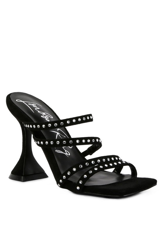 FACE ME STUDDED MID HEEL MULTI STRAP SANDALS - Tigbuls Variety Fashion