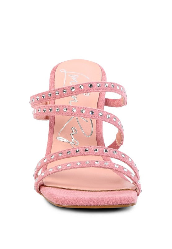 FACE ME STUDDED MID HEEL MULTI STRAP SANDALS - Tigbuls Variety Fashion