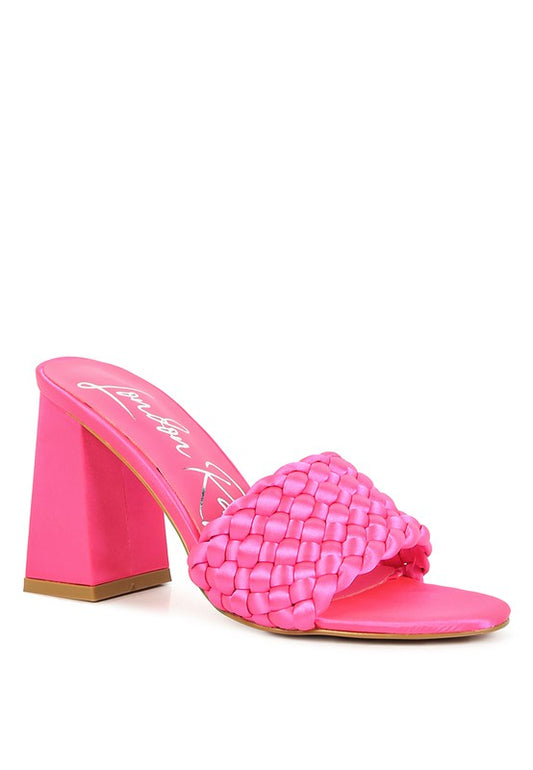 LUST LOOK BRAIDED SATIN BLOCK SANDALS - Tigbul's Variety Fashion Shop
