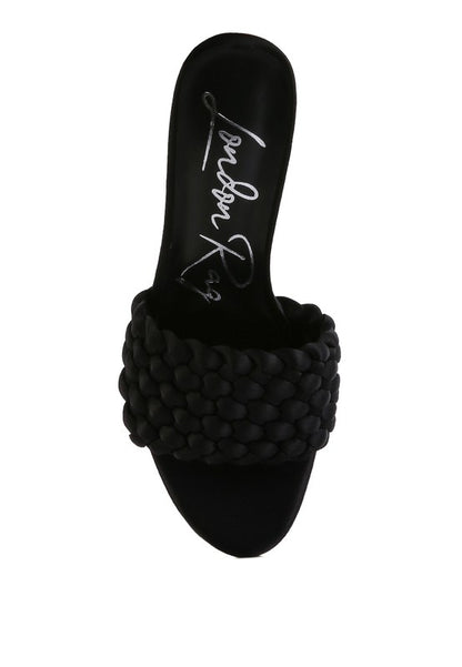 LUST LOOK BRAIDED SATIN BLOCK SANDALS - Tigbul's Variety Fashion Shop