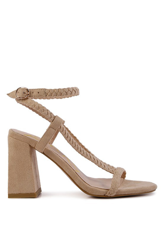 SMOOSH BRAIDED BLOCK HEEL SANDALS - Tigbuls Variety Fashion