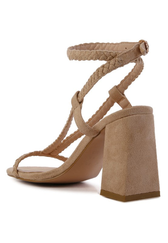 SMOOSH BRAIDED BLOCK HEEL SANDALS - Tigbuls Variety Fashion