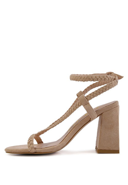 SMOOSH BRAIDED BLOCK HEEL SANDALS - Tigbuls Variety Fashion